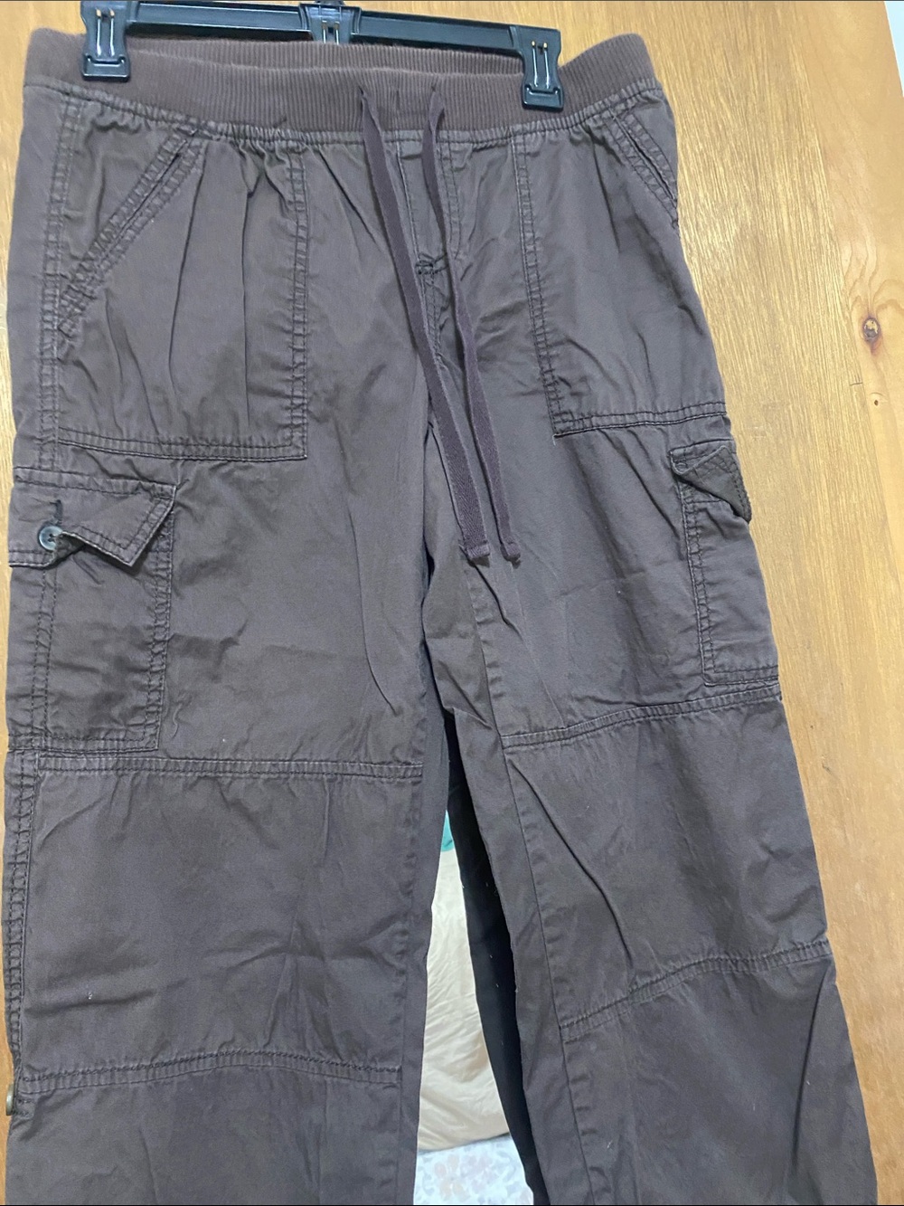 Faded Glory Brown Cargo Capris with Drawstring Waist